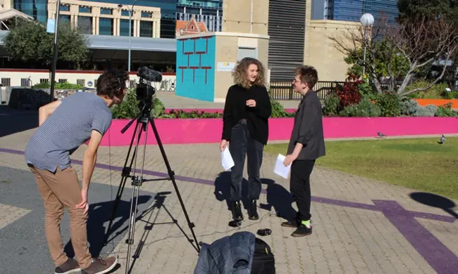 Ella And Leon On Filming Day At The Perth Cultural Centre